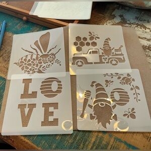 6” by 6” Honey and Bee Stencils! Brand New!